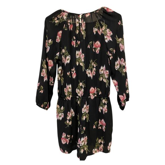 DR2 Daniel Rainn Floral Romper Small Black Pink One Piece Lace Sheer Bohemian - Picture 4 of 10